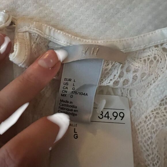 NWT!‎ 3 for $30! H&M white lace blouse. Size large - Picture 3 of 6